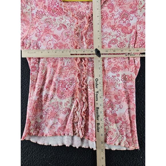 Oneworld Womens Top Size Medium Multi-Color 100% Cotton Short Sleeve Pullover - Picture 3 of 12